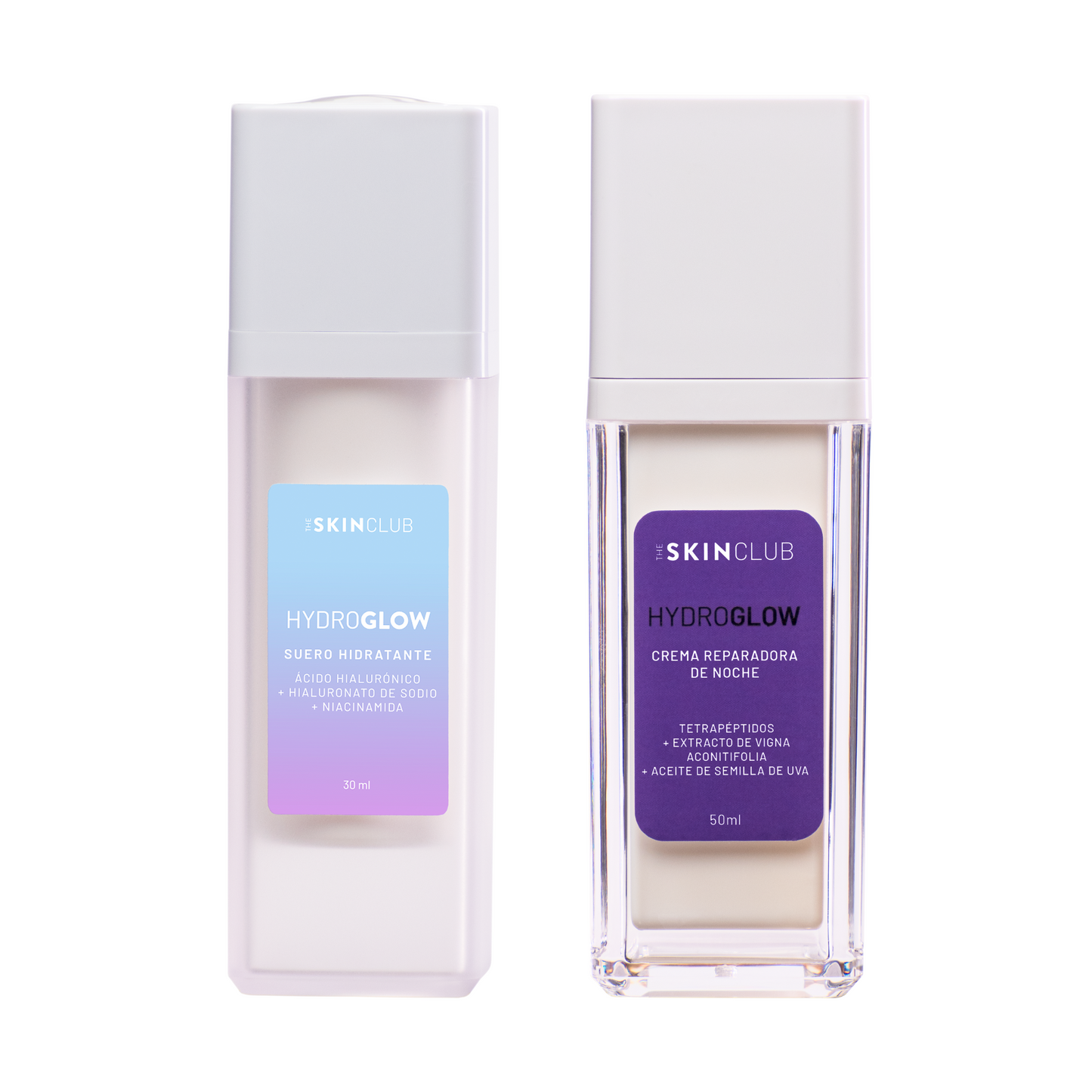 DÚO ANTIEDAD HYDROGLOW. SUERO HIDRATANTE Y CREMA REPARADORA DE NOCHE.