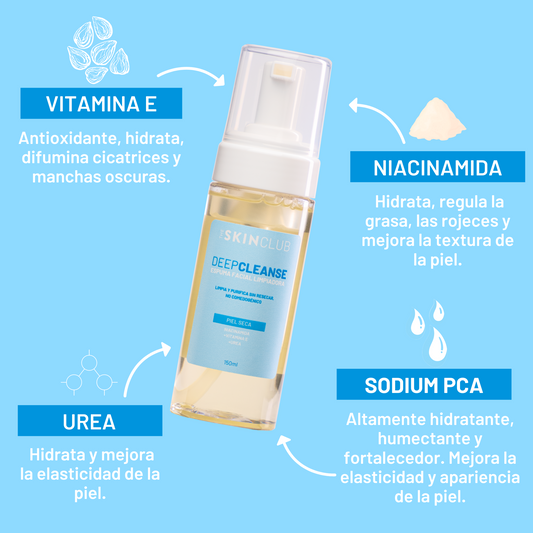 ESPUMA FACIAL LIMPIADORA - DEEP CLEANSE | PIEL SECA